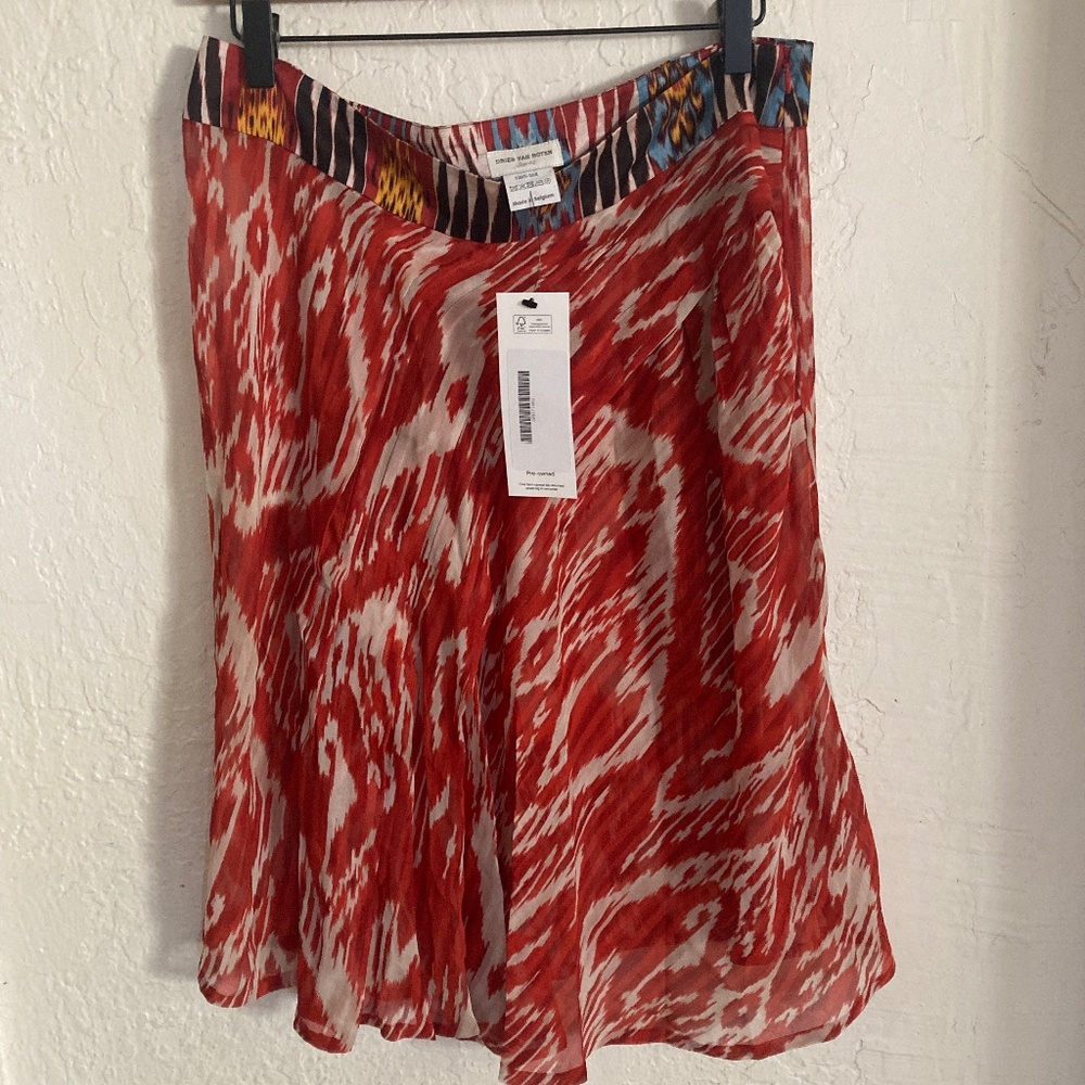 Dries Van Noten Sheer Skirt Ikat Design Size 42